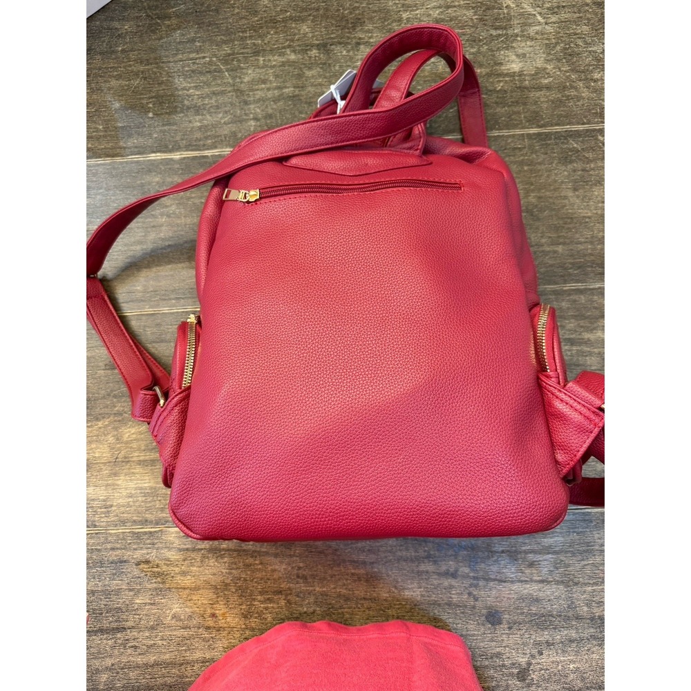 Red Quilted Mommy And Me Backpack Nesting 3 Pieces Vegan‎ Leather PETA Approved - Picture 3 of 16